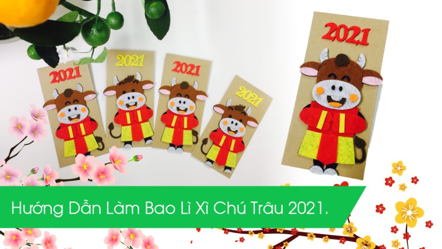 Hướng dẫn làm bao lì xì chú Trâu